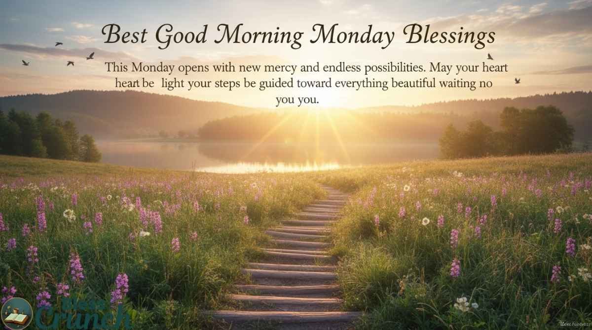 Good morning Monday blessing wishing new mercy, endless possibilities, a light heart, and guidance toward beautiful opportunities