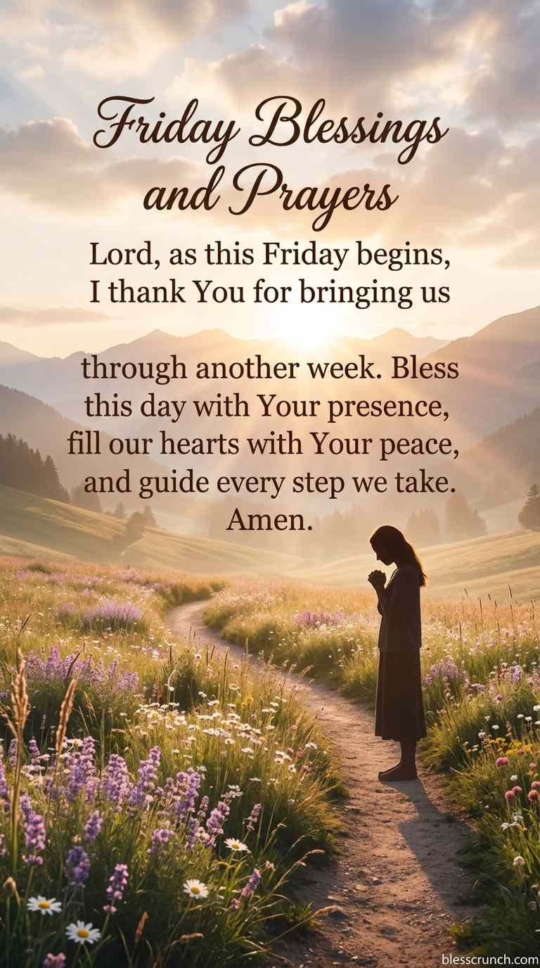 Friday prayer thanking God for the week and asking for peace and guidance.