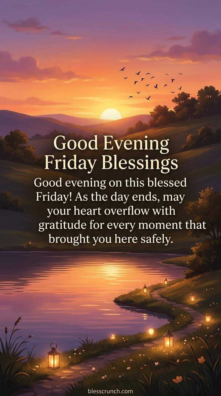 Good evening Friday blessing with gratitude for the day.