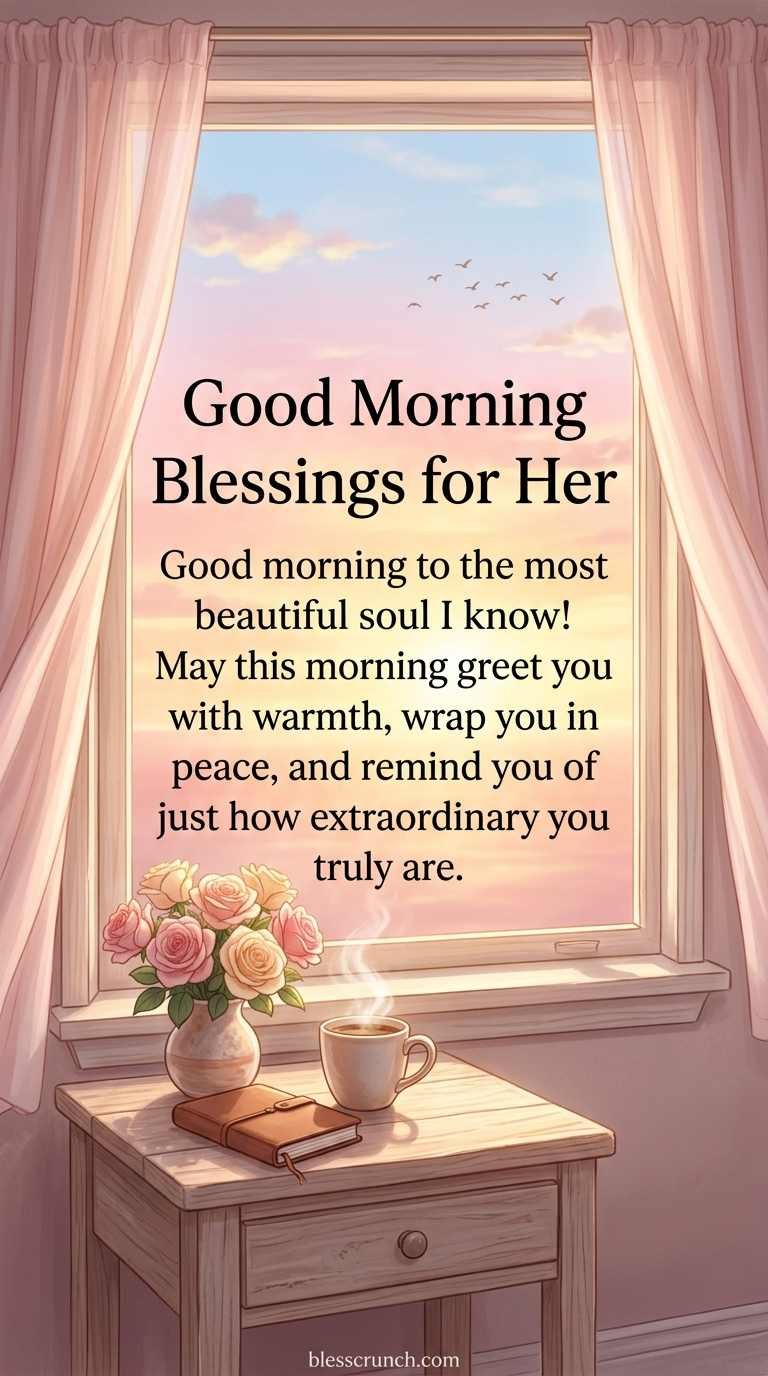 Good morning blessing for her, wishing warmth, peace, and a reminder of her extraordinary nature.