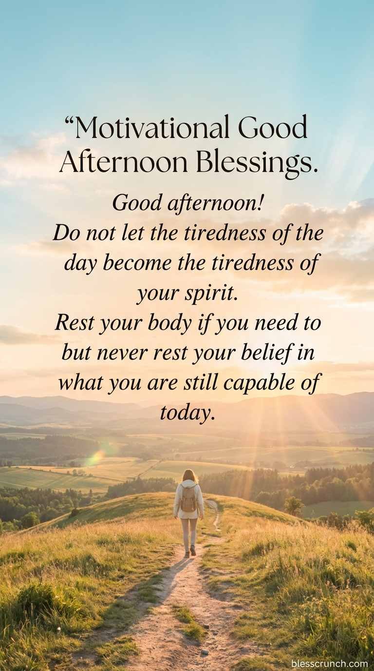 Motivational good afternoon blessing encouraging strength and belief in yourself.