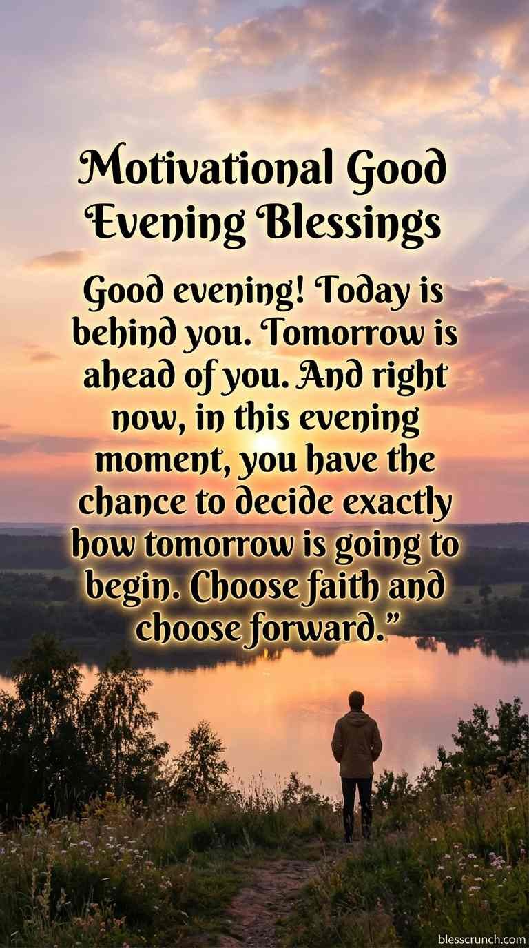 Motivational good evening blessing encouraging faith and a positive tomorrow