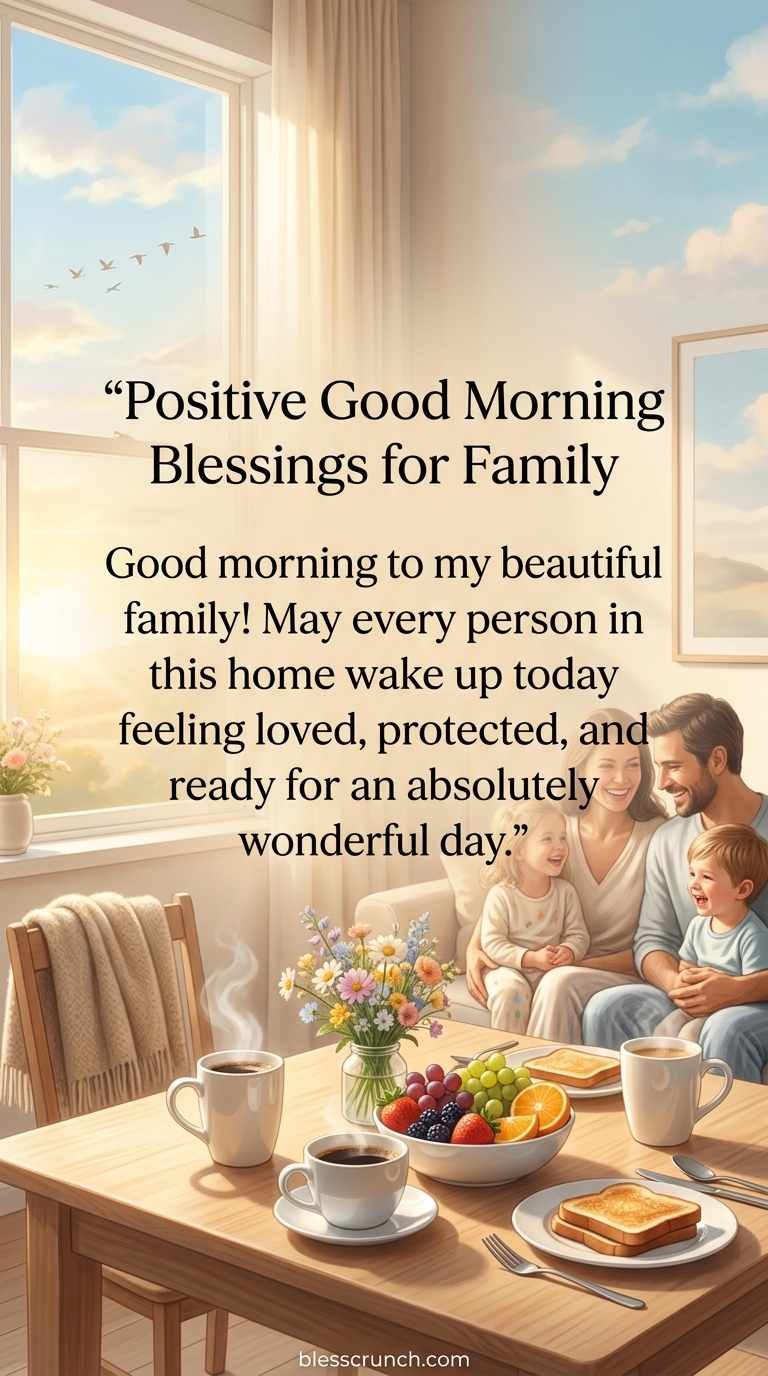 Good morning blessing wishing family members love, protection, and a wonderful day.