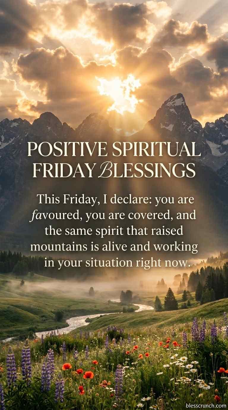 Positive spiritual Friday blessing declaring faith, favor, and encouragement.