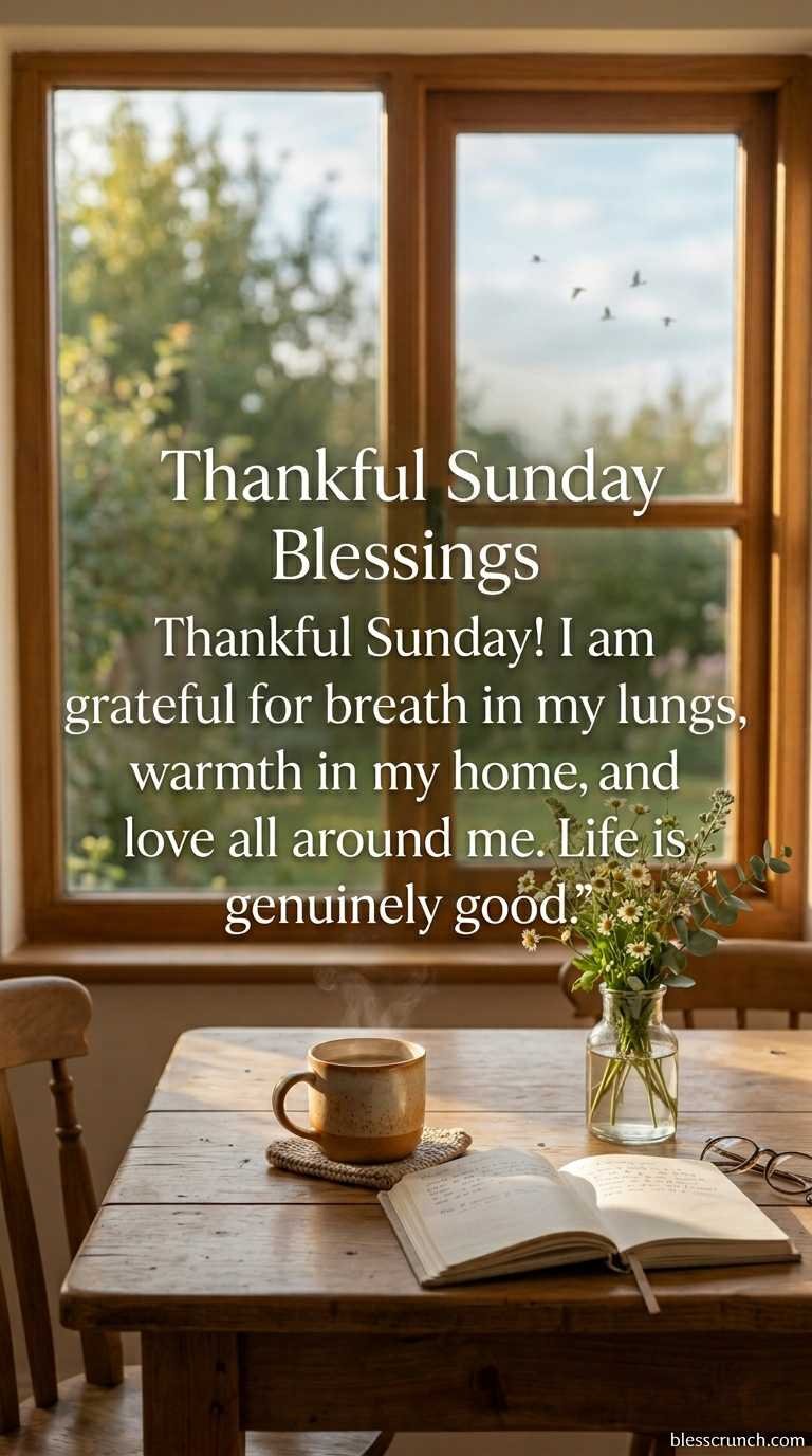 Thankful Sunday blessing expressing gratitude for life, love, and warmth.