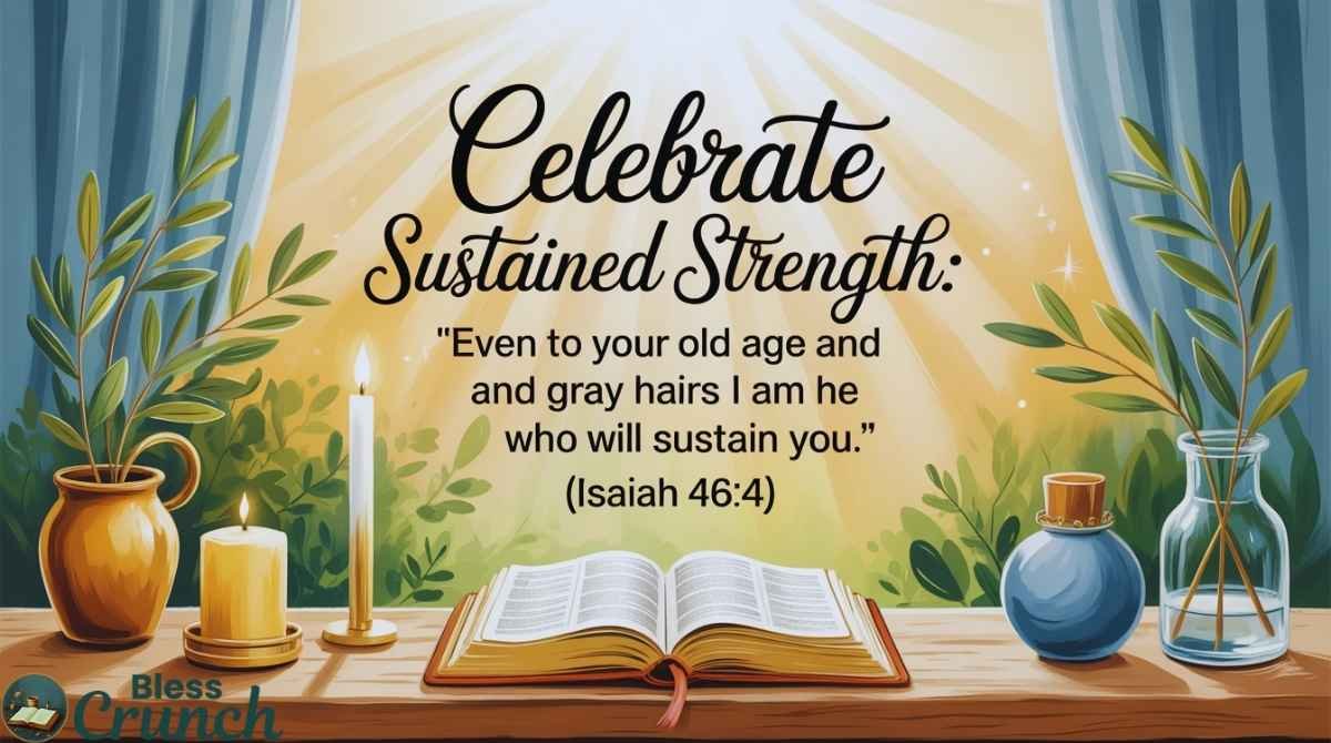40th birthday Bible verse from Isaiah 46:4 celebrating sustained strength and God’s support through old age