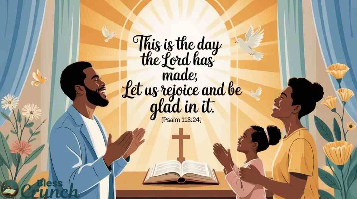 African American Saturday blessing with Bible verse Psalm 118:24 rejoicing in the Lord and holy joy