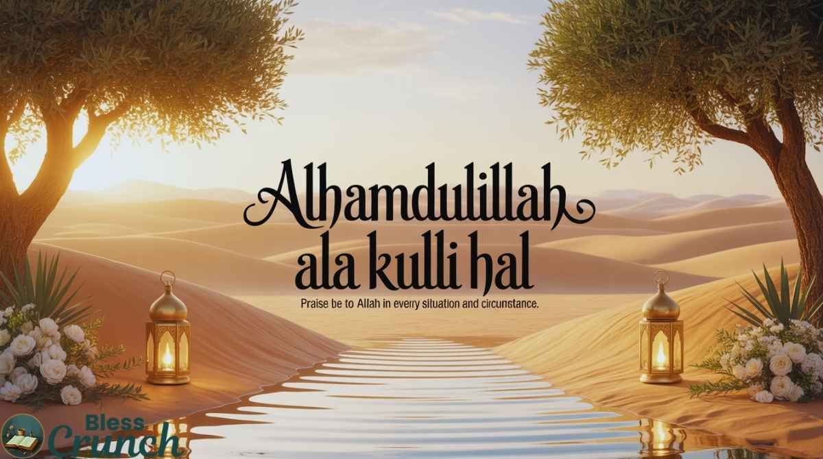 Arabic gratitude blessing "Alhamdulillah ala kulli hal" praising Allah in every situation and circumstance