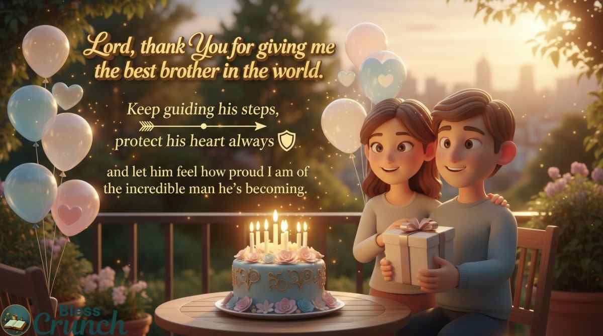 Birthday Prayers for Brother from Sister thanking God for guidance, protection, love, and pride in the man he is becoming
