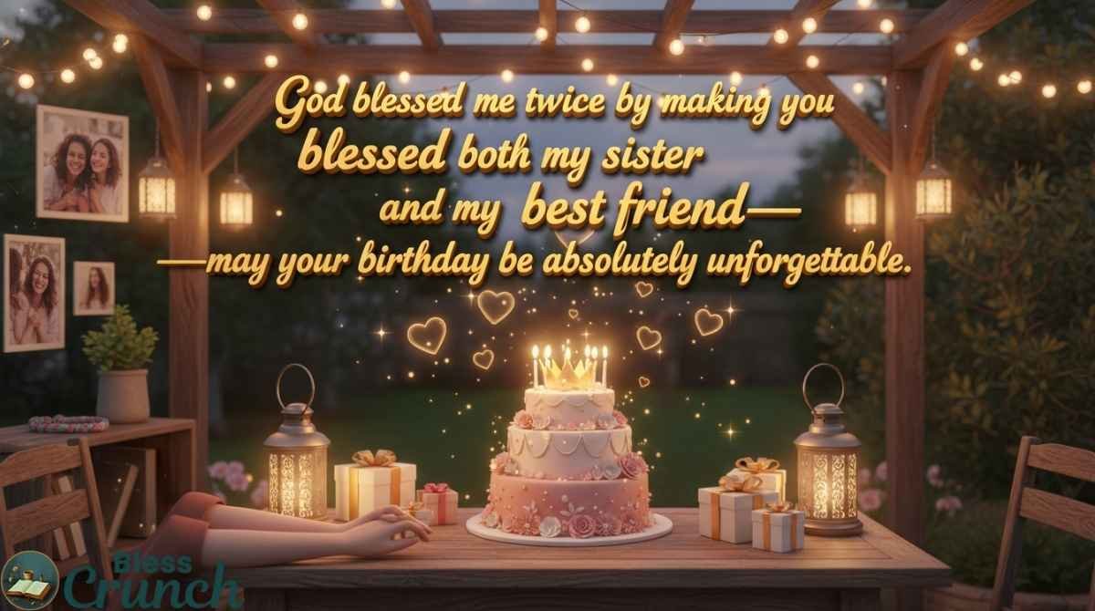 Birthday Prayers for Sister Like a Friend asking God to bless my sister and best friend with joy, love, and unforgettable moments