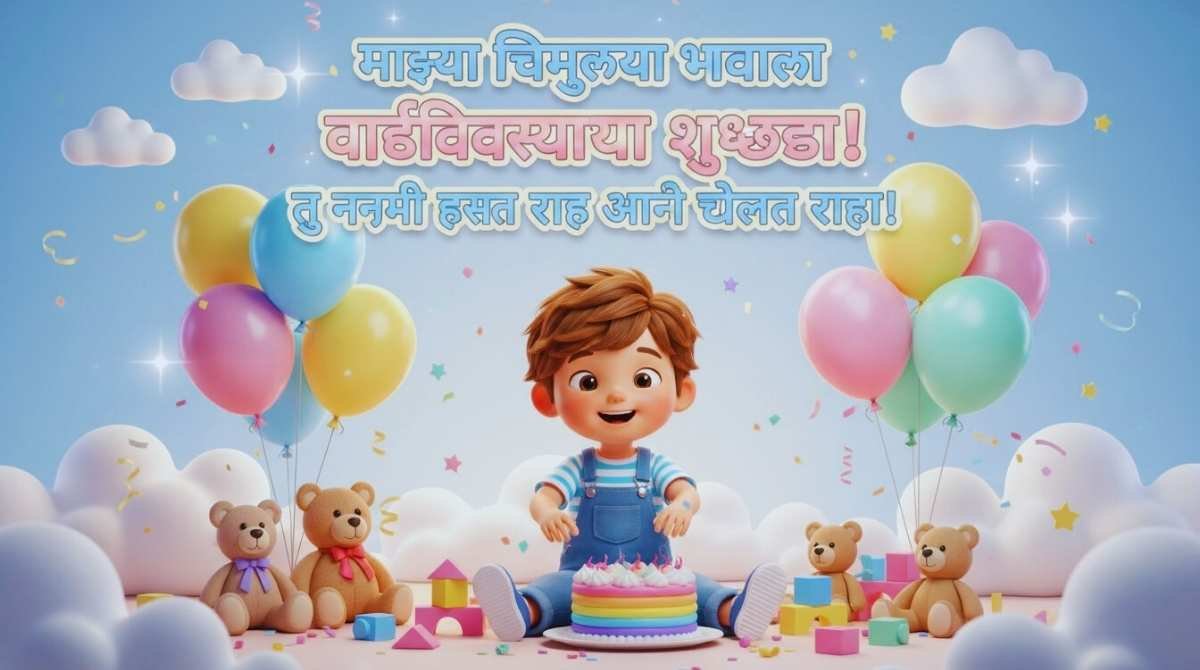 Marathi birthday wishes for small brother wishing happiness, laughter, and fun