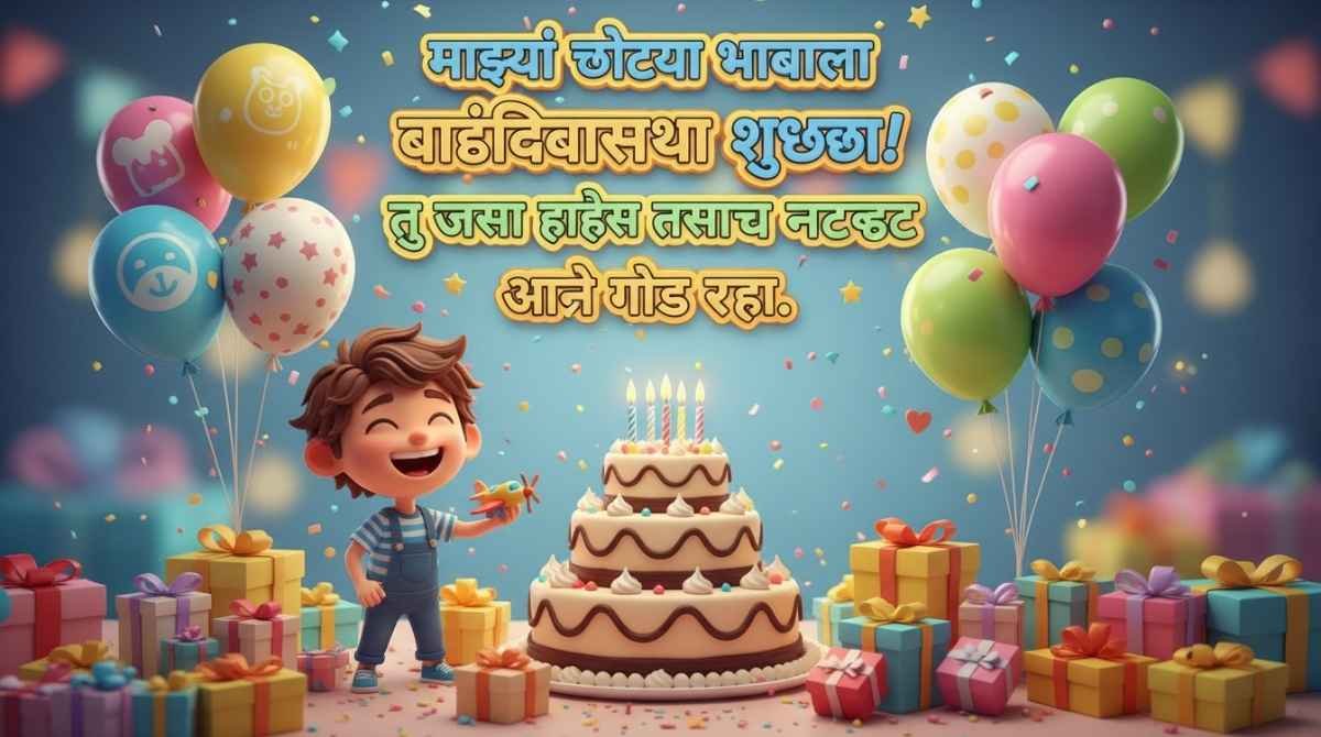 Marathi birthday wishes for younger brother with love, sweetness, and blessings