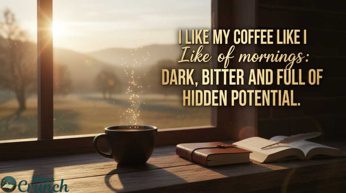 Deep Meaningful Good Morning Life Quotes funny coffee quote about mornings being dark, bitter, and full of hidden potential