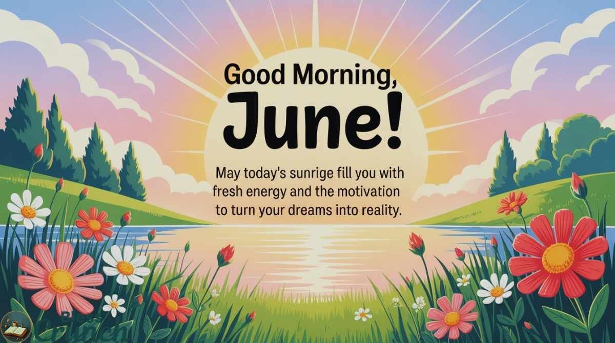 Good morning June blessing wishing fresh energy motivation and inspiration at sunrise