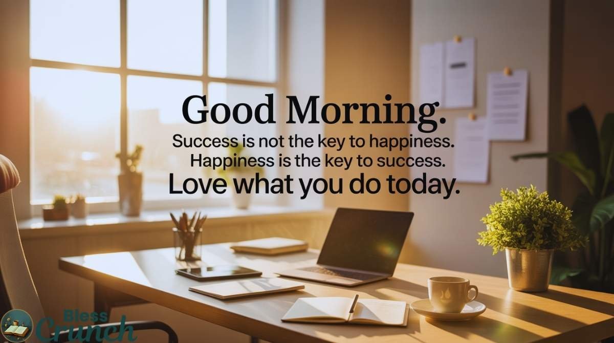 good morning work quote inspiring happiness, success, and loving what you do today