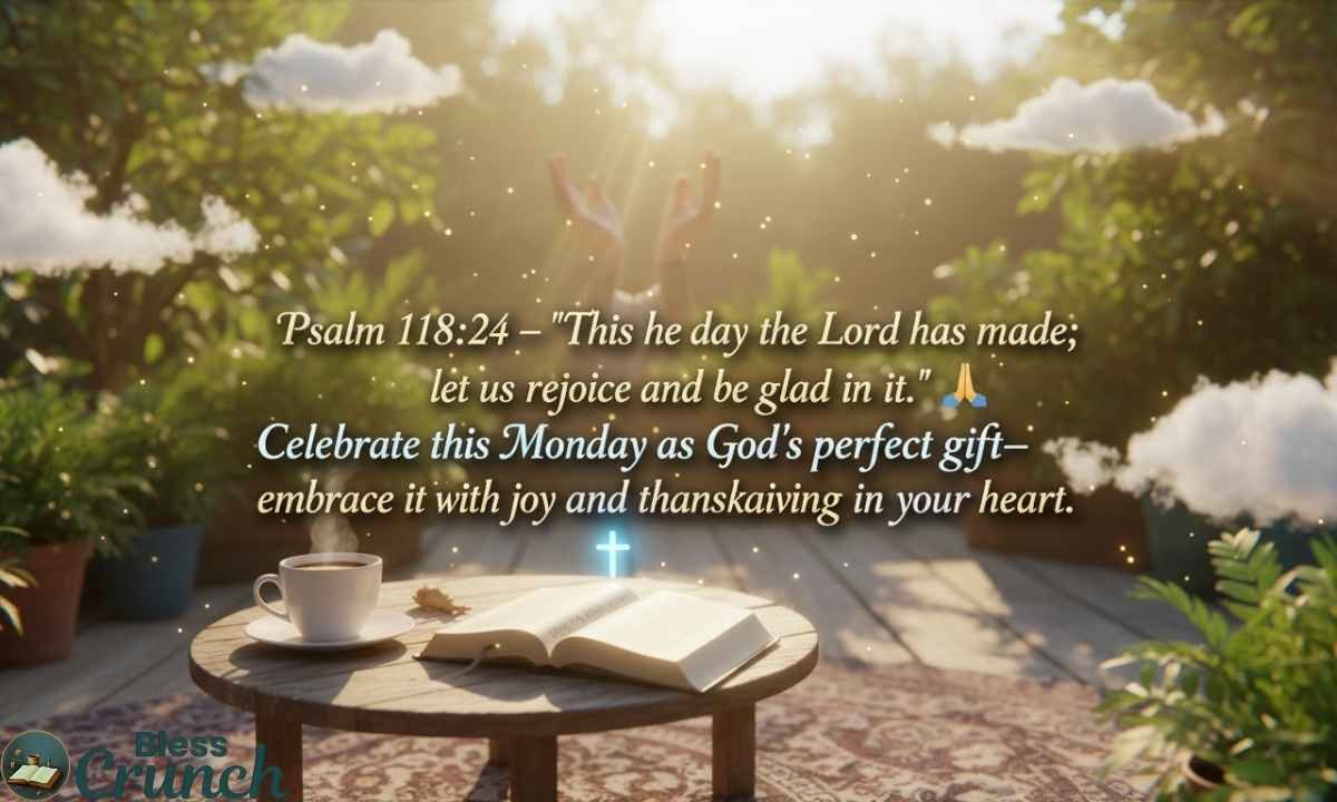 Happy Monday Bible verse Psalm 118:24 about rejoicing and thanking God for today