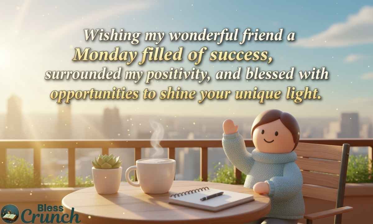 Happy Monday wishes for friends with positive vibes, success, and encouragement