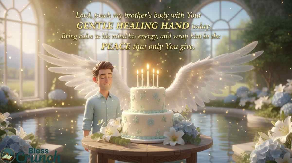 Healing Birthday Prayers for Brother asking God for physical healing, peace of mind, restored strength, and comfort