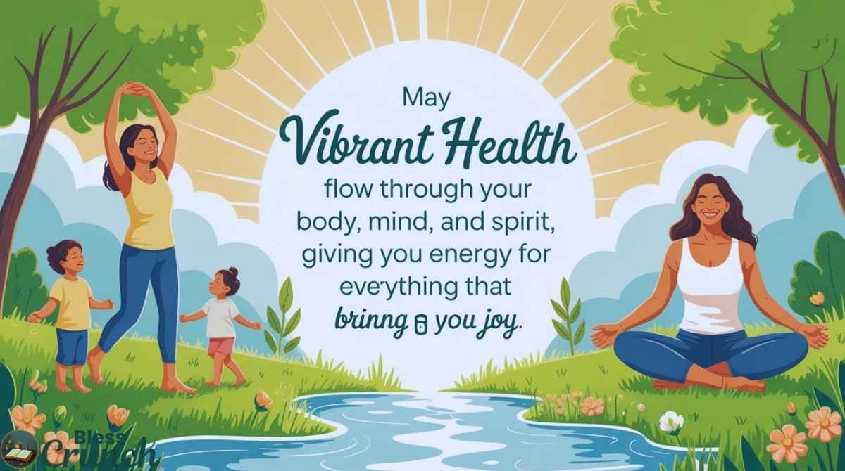 Health and wellness blessing wishing strength healing peace and renewed energy