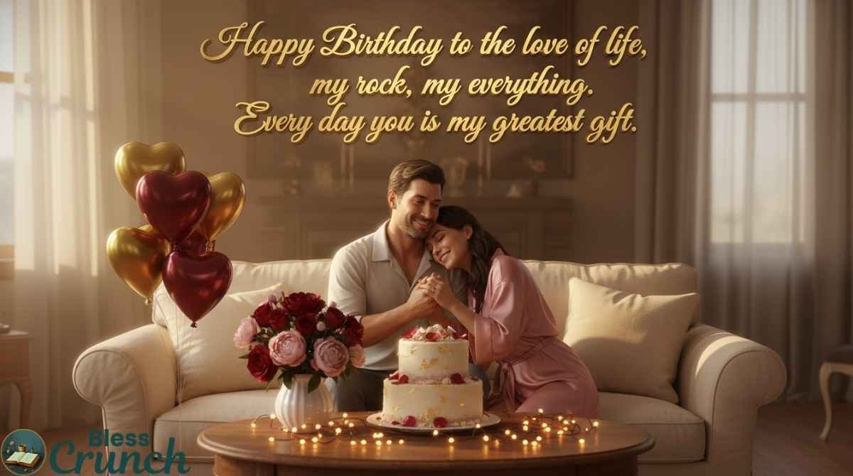 Heart-Touching Romantic Birthday Wishes for Husband from Wife expressing love, gratitude, and heartfelt birthday greetings