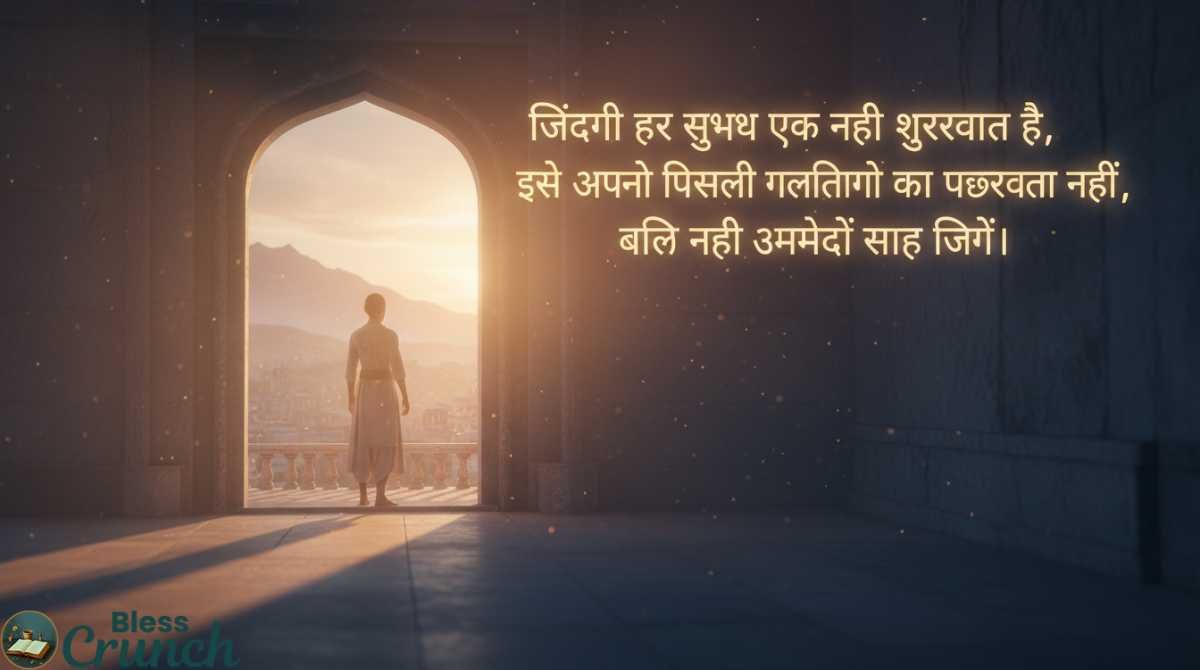 Deep Meaningful Good Morning Life Quotes in Hindi about new beginnings, living with hope, and letting go of past mistakes