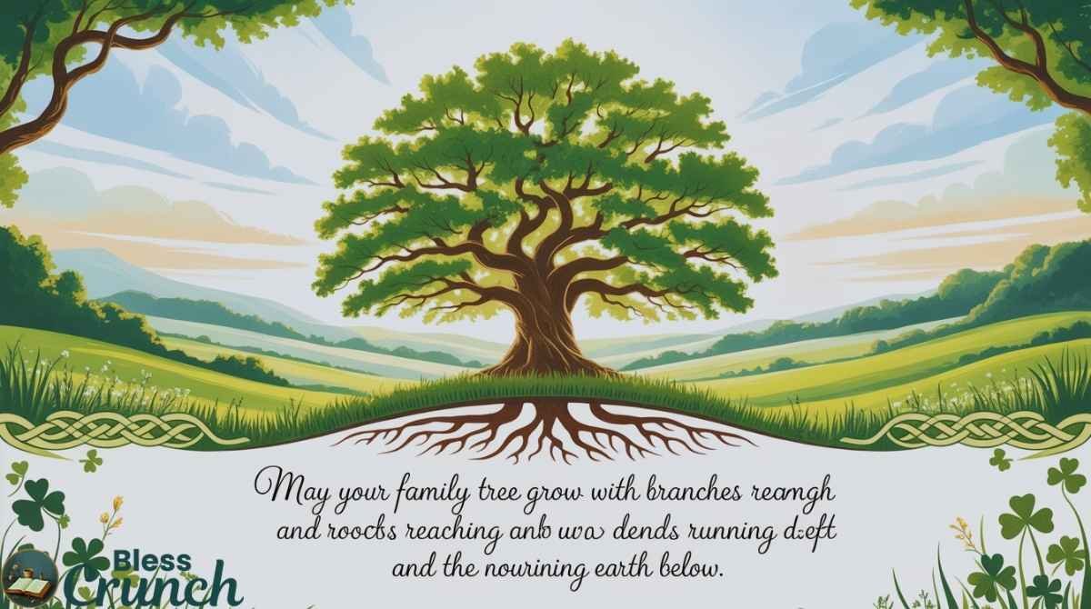 Irish family blessing symbolizing strong roots loving bonds and generations growing together