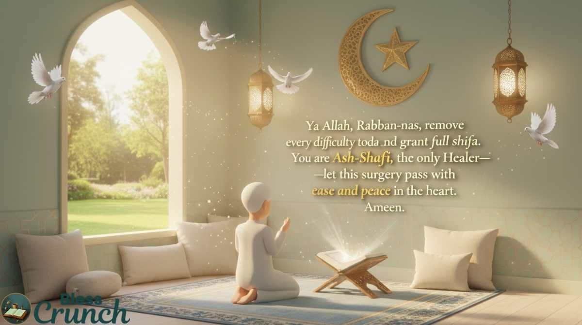 Islamic before surgery wishes and prayers asking Allah for shifa, ease, peace, and successful surgery