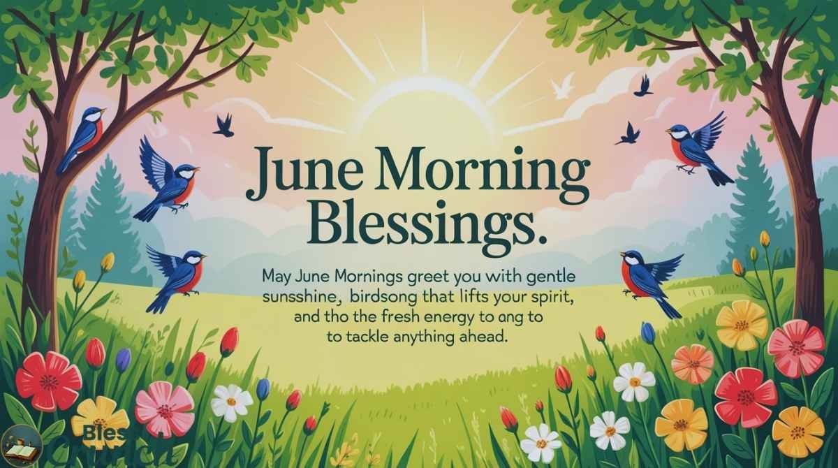 June morning blessing wishing gentle sunshine birdsong and fresh energy for the day