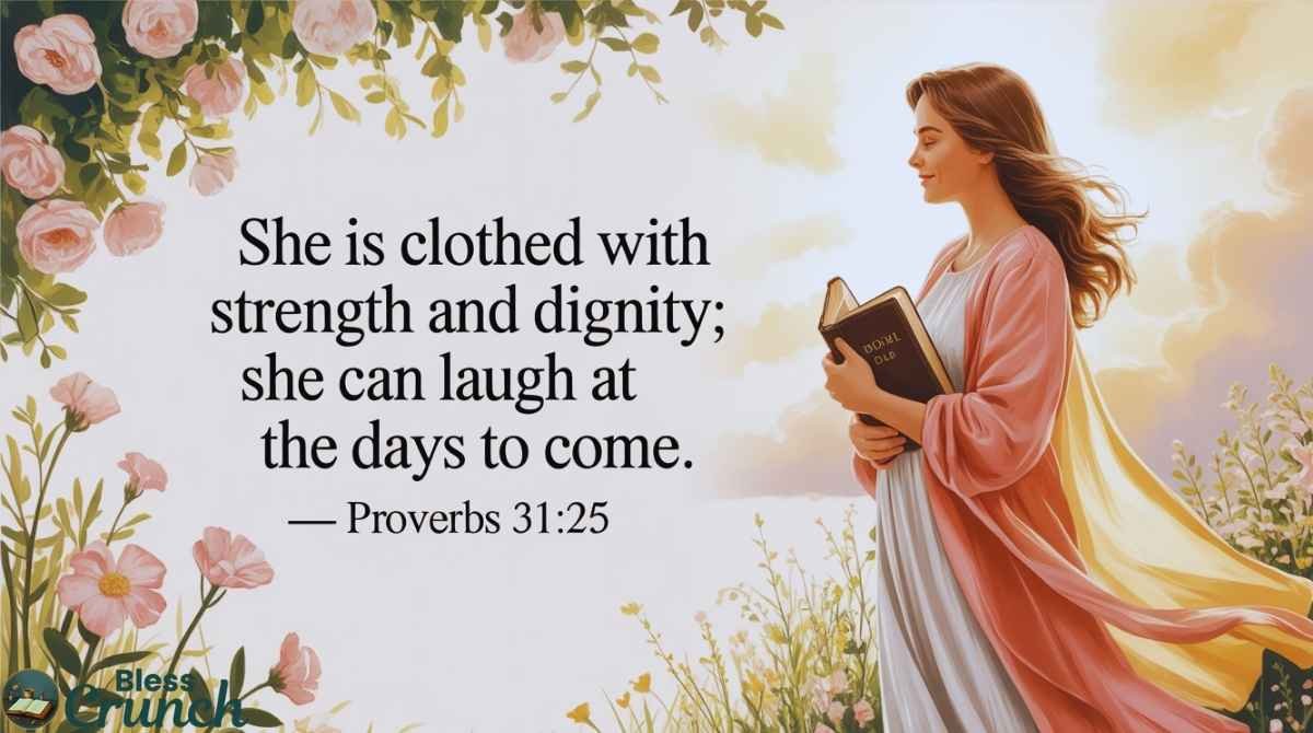 Mother's Day Bible verse from Proverbs 31:25 about strength dignity and faith