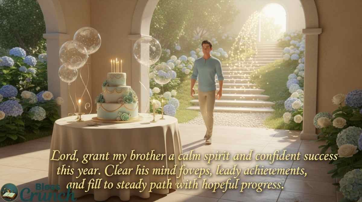 Peace and Success Birthday Prayers for Brother asking God for calm spirit, wise decisions, confidence, and steady achievements