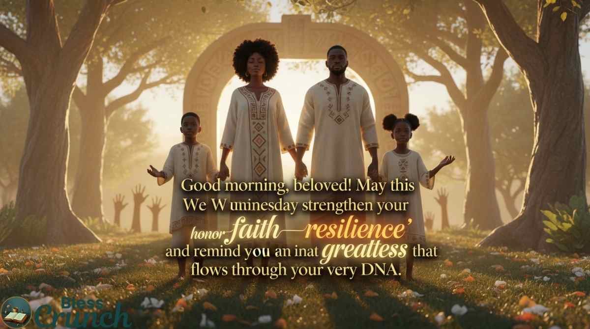 Good morning Wednesday blessing for African Americans celebrating faith, ancestral resilience, strength, and greatness