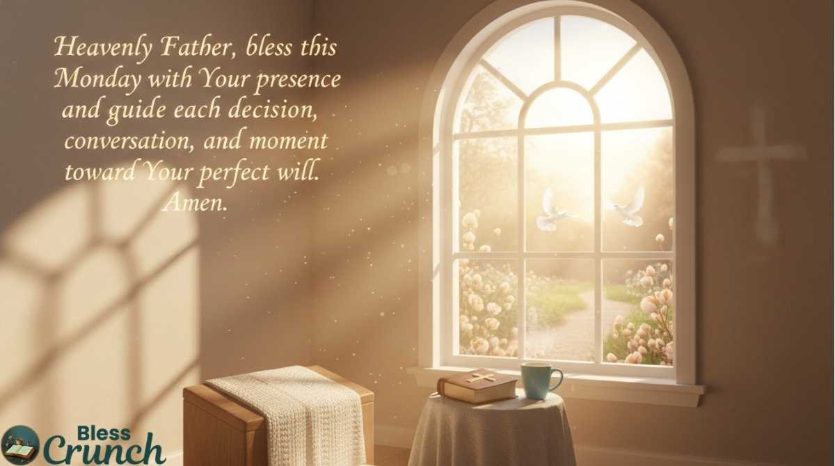 Good morning Monday blessing prayer asking Heavenly Father for guidance, peace, and wisdom throughout the day
