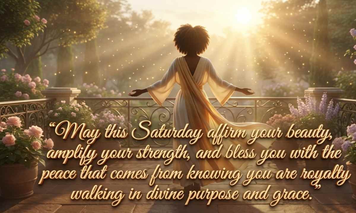Empowering Good Morning Saturday blessing for Black women celebrating beauty, strength, and divine purpose