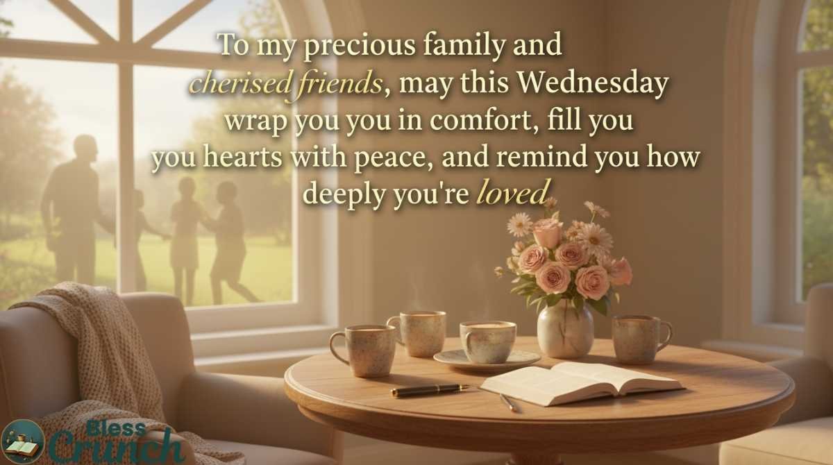 Good morning Wednesday blessing for family and friends wishing comfort, peace, love, and heartfelt appreciation to start the day positively