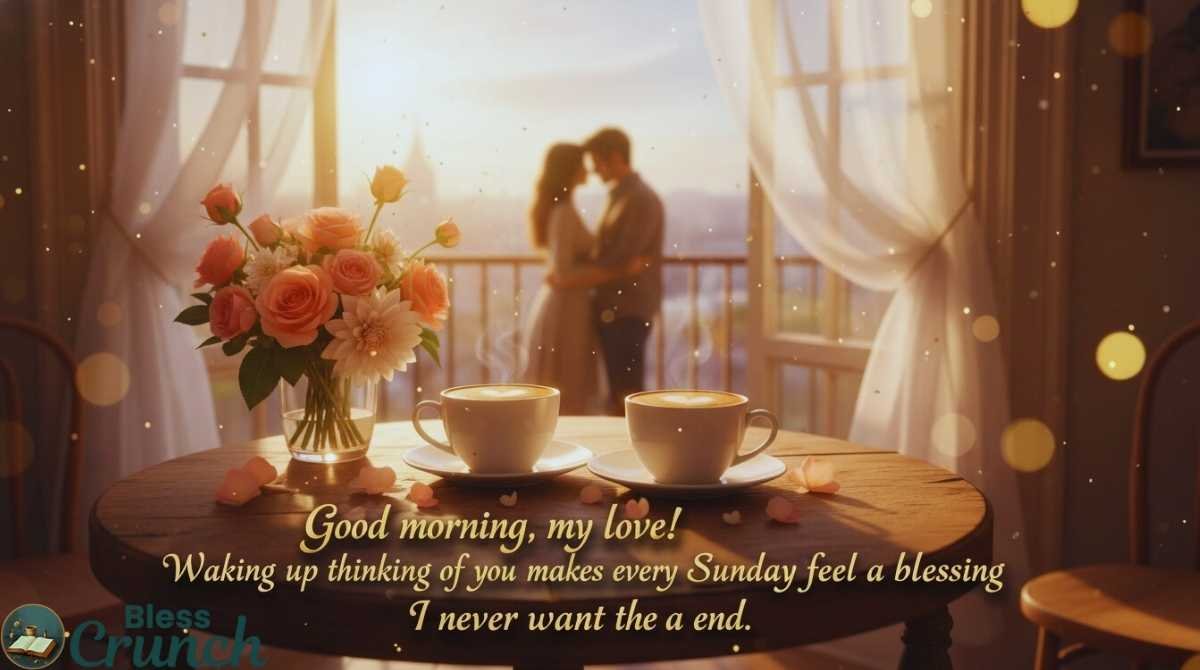Good morning and happy Sunday message for lovers expressing love, warmth, and affection