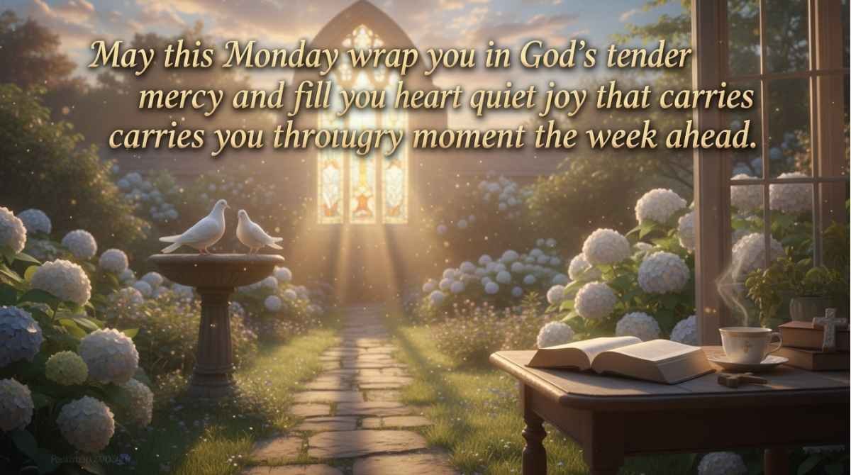 Heart touching good morning Monday blessings message about God’s mercy, peace, and joy for a blessed week ahead