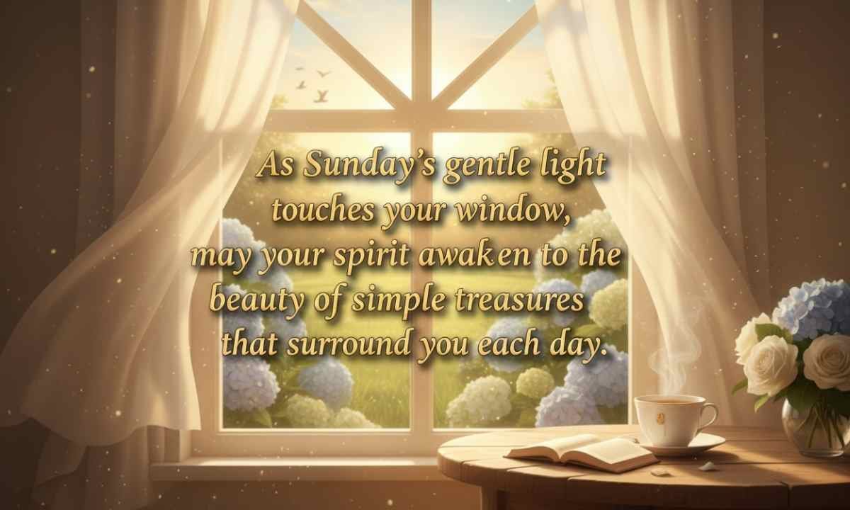 Heart touching Good Morning Sunday blessing wishing peace, gratitude, and gentle joy
