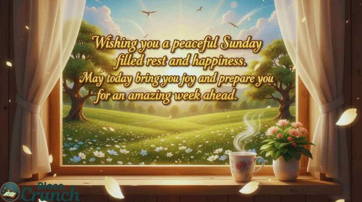 Heart touching Happy Sunday message wishing peace, rest, happiness, and a great week ahead