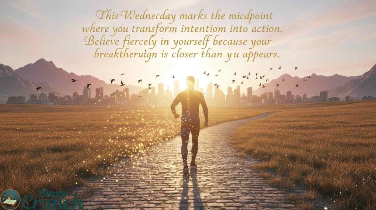 Inspirational good morning Wednesday blessing encouraging self-belief, action, motivation, and achieving breakthroughs