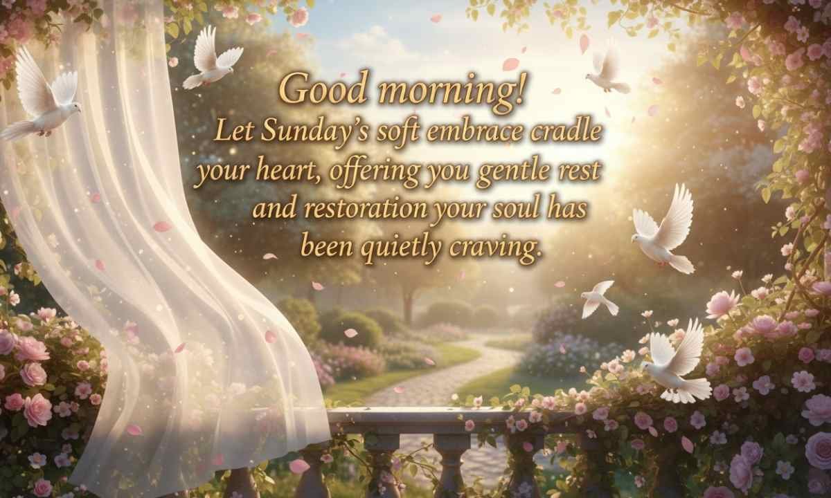 Sweet Sunday morning blessing wishing rest, peace, and gentle restoration