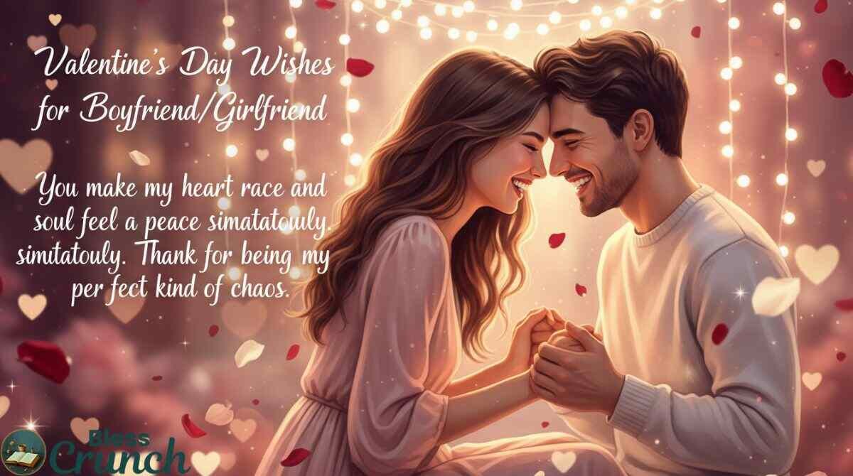 Romantic Valentine’s Day wish for boyfriend or girlfriend expressing deep love, passion, and peaceful happiness in a relationship
