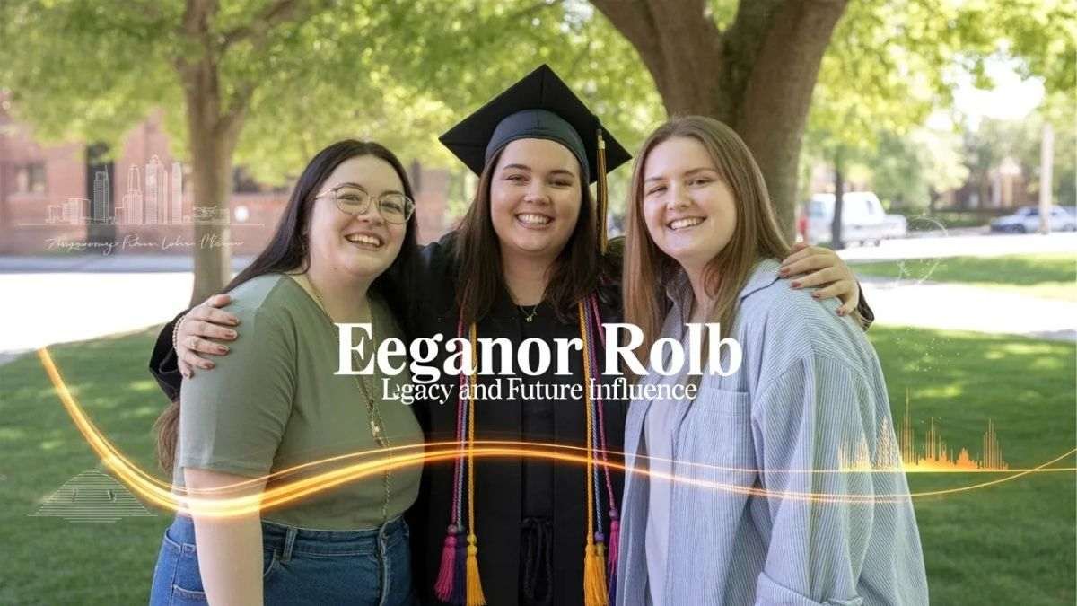 Graduate with friends smiling outdoors.